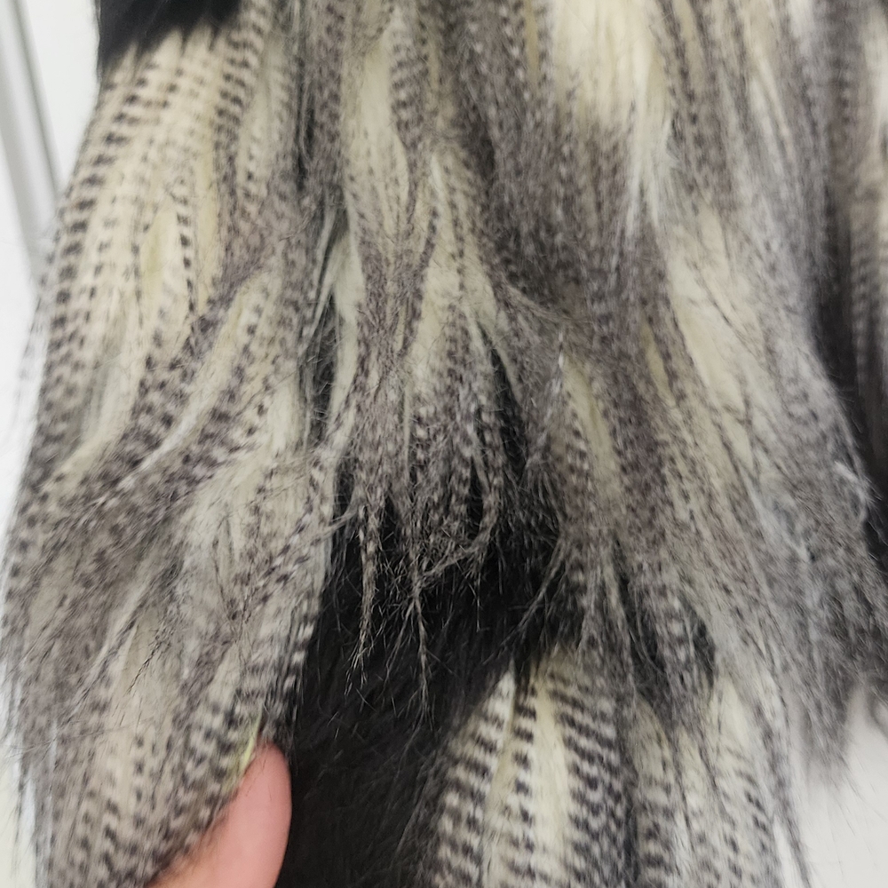 ADRIENNE LANDAU MULTI-COLOR FAUX FUR LONG SLEEVE COAT SIZE L FEATHERED ABSTRACT - Picture 6 of 9